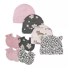 Conjunto 4 Gorros Y 4 Mitones Algodón Gerber Bebés 0 A 6 M