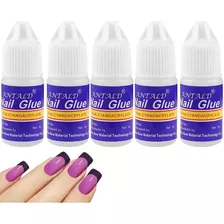 Pegamento Nail Glue Para Uñas Postizas Tips Strass Gotero X5