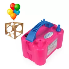 Inflador Elétrico Balão 2 Bicos Rosa + Medidor De Bexiga