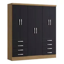 Closet Yardas 6 Puertas 8 Cajones Modelo S338 Freijó Negro