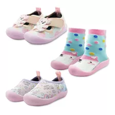 3 Pares De Sapameia Antiderrapante Infantil Gatatuya