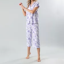 Set Pijama Top Camisero + Capri Flores Mujer 33030-184