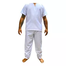 Roupa Ração Em Oxford Masculino Branca Candomblé Umbanda 2pç