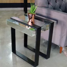 Mesa De Canto De Sala Espelhada Fênix C50 X A60 X L50 Cor Pés Preto