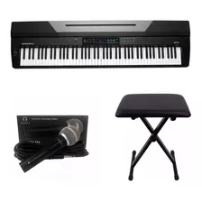 Kit Piano Arranjador Kurzweil Ka70 Com Banqueta E Microfone