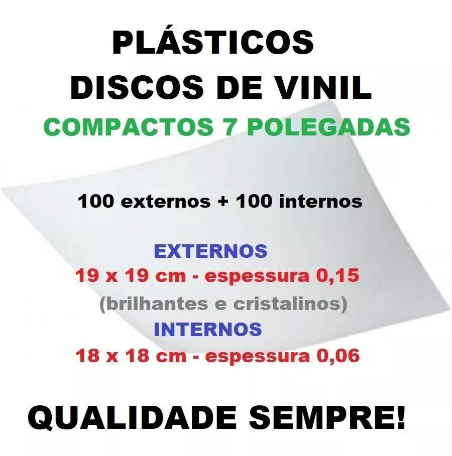 200 Plásticos P/ Compactos Vinil 100 Externos + 100 Internos