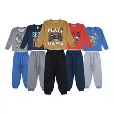 5 Conjunto Moletom Flanelado Infantil Inverno Barato Atacado