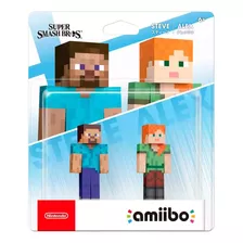 Amiibo Steve Y Alex Minecraft Super Smash Bros