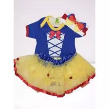 Kit Mesversário Body Bebê Com Saia De Tule Laço Princesas