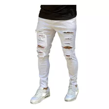 Calça Masculina Sarja Jeans Rasgada Lycra Premium Destroyed 
