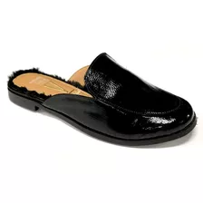 Sapato Mule Feminino Vizzano Verniz 1248.311 Baixo Com Pelo