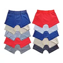 Kit 10 Cueca Box Boxer Adulto Cores Lisas Cotton Algodão