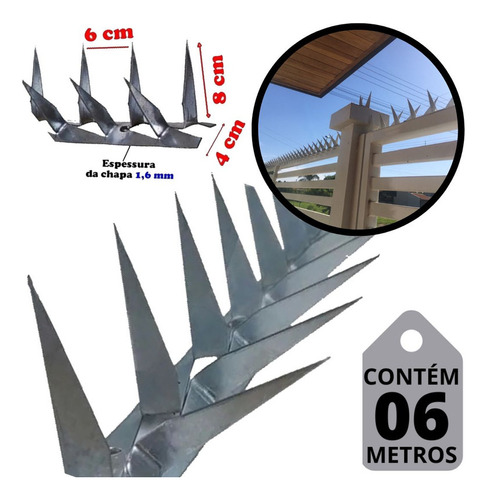 Mandíbula De Proteção De Muro Espeto Cerca Farpado 6 Metros