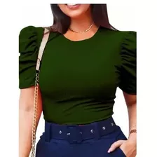 Blusa Blusinha Feminina Manga Curta Bufant Princesa Canelada