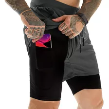 Oebld - Pantalones Cortos Deportivos Para Hombre 2 En 1 Par.