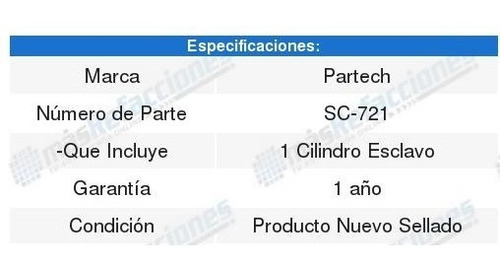 Cilindro Esclavo Partech Mitsubishi Lancer 2004-2006 Foto 2