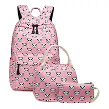 Mochila Escolar Panda Rosa + Lonchera - Abshoo