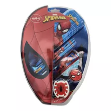 Kit Escolar Spider Man 7 Pcs Estojo Lápis Apontador Borracha