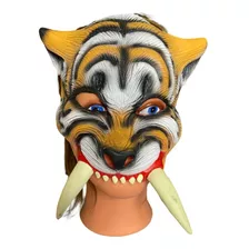 Fantasia Máscara Tigre Dente De Sabre De Látex Metade Rosto