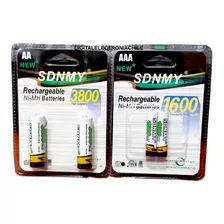 Pack Recargable Sdnmy 2 Doble Aa 3800 Y 2 Triple Aaa 1600mah