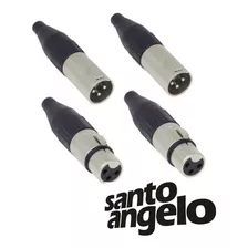 Kit 4 Conectores Plug Xlr Macho / Fêmea Santo Angelo Sa2x