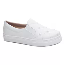 Tênis Sapato Mocassim Torricella Feminino Branco Com Strass