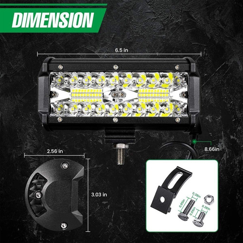 Par Barra Faro 40 Led 120w 7 Pulgadas Universal 4x4 Jeep Rzr Foto 5