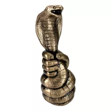 Cobra Serpente Naja - Estatueta Esoterismo Víbora Cor Ônix Ouro Metálico