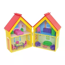 Casinha Da Peppa Pig Mobiliada Em Madeira Mdf C/ Móveis 41cm