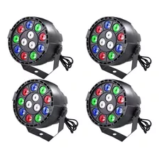 Kit 4 Mini Refletor 12 Leds Digital Strobo Dmx Efeito Rgbw 110v/220v (bivolt)