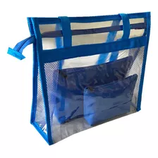 Bolsa Transparente Grande De Praia Com Necessaires De Brinde Acambamento Dos Ferragens Níquel Cor Azul Cor Da Correia De Ombro Cor Da Bolsa Desenho Do Tecido Liso