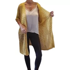 Saco / Ruana / Chaleco / Kimono Calado Tipo Crochet 