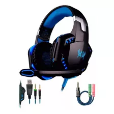 Audifonos Gamer Azul Alambrico Microfono 