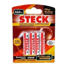 Pilha Aaa4 Alcalina Pack C/ 4 Steck Original Lacrada Pilito