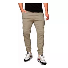 Calça Plus Size Masculina Sarja Com Punho Jogger S01plus