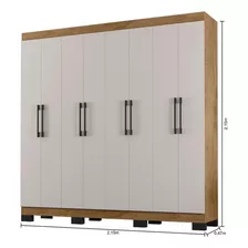 Guarda Roupa 8 Portas 4 Gavetas Com Pés B234818 Araplac Cor Freijo/baunilha