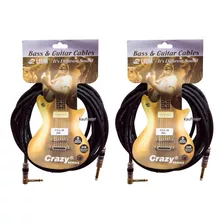 2 Cables Guitarra Bajo Plugs Chapado Oro Marca Leem 6 Metros