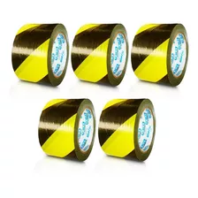 Kit 5 Fita Zebrada Amarelo E Preto 65mm X 150m Isolamento