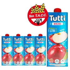 Jugo De Manzana Sin Tacc Ni Azucar Tutti 1 Lt Pack X 4