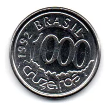 Moeda Brasil 1000 Cruzeiros 1992 Inox