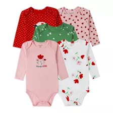 Ropa De Bebe Set 5 Bodys Algodón Niña Manga Larga/maryshopcl