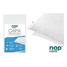 Capa Fronha Protetora Para Travesseiro Impermeável Com Ziper Cor Branco Liso