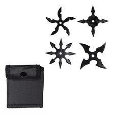 Set 4 Shuriken Estrella Acero Inoxidable Negras Con Estuche