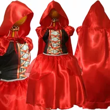 Vestido Infantil Chapéuzinho Vermelho Fantasia Aniversário