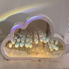 Luz Nocturna Con Espejo De Tulipán De Nube Para Dormitorio Color De La Estructura Azul