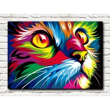 Cuadro Decorativo Canvas 55x80cm - Gato Multicolor