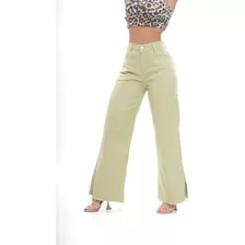 Calça Jeans Wide Leg Pantalona Moda Feminina Color