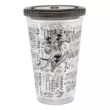 Vaso Spiderman Doble Pared Con Bombilla 450 Ml 