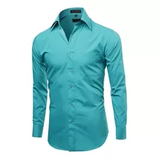 Camisa Lisa Formal Para Hombre Manga Larga Goya