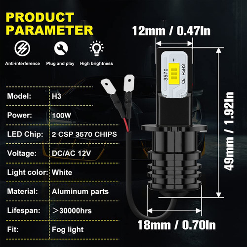 Kit Faros Luz Led H1 H7 H3 30000lm Para Chevrolet Alta/baja Foto 9